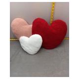 Set of 3 Heart-Shaped Plush Pillows