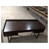 Sleek Dark Wood Desk with Drawers