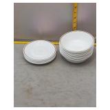 Corelle White & Brown Rim Dinnerware Set