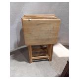 Set of Four  Wooden TV Trays