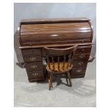 Roll Top Desk and Chair Set
