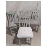 Set of 4 Shabby Chic Distressed Wooden Chairs
