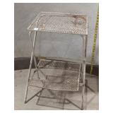 White 2-Tier Folding Metal Mesh Stand
