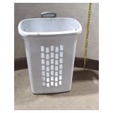 White Plastic Rolling Laundry Hamper with Handle