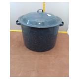 Large Blue Speckled Enamelware Canning Pot
