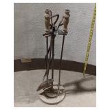 Rustic 4-Piece Fireplace Tool Set