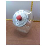 Vintage Slant-Front Glass Candy Jar with Red Knob