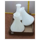 Vintage White Ribbed Milk Glass Lamp Shades