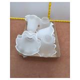 Set of 4 Frosted Glass Ruffled Scalloped Lamp