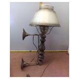 Vintage Brass and Wood Adjustable Wall/Table Lamp