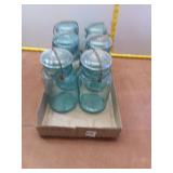 Lot of 6 Vintage Blue Ball Ideal Canning Jars