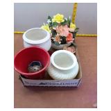 Assorted Ceramic Planters, Vases & Floral Decor