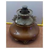 Antique B&H Royal Brown Glass Oil Lamp Base