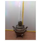 Vintage Hammered Copper Duplex Oil Lamp