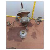 Vintage 4-Arm Brass Oil Lamp Chandelier