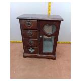 Vintage-Style Wooden Heart Jewelry Chest
