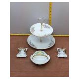 Vintage Hand-Painted Floral 4-Piece Serving Set