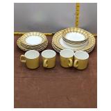 Vintage Royal-Ironstone Yellow Dot 17-Piece Dinner