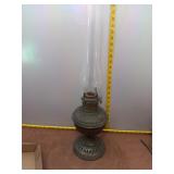 Vintage Ornate Embossed Metal Kerosene Oil Lamp