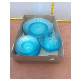 Vibrant Aqua Blue Textured Glass Dinnerware Set
