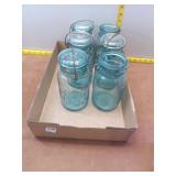 Vintage Set of 6 Aqua Blue Ball Ideal Mason Jars