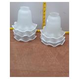 Set of 6 Frosted Glass Ruffled Bell Lamp Shades