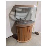 Vintage Bow Front Aquarium with Rustic Wood Stand