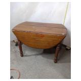 Vintage Solid Wood Oval Drop-Leaf Table