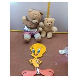 Looney Tunes Tweety Bird Wood Cutout & Plush Teddy