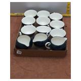 12-Piece Teal and White Ceramic Tea Cup & Creamer