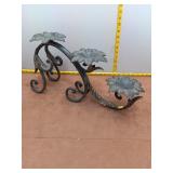 Decorative 3-Tier Metal Leaf Scrollwork Candle Hol