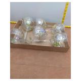 Set of 6 Block Crystal Hand-Painted Floral Wine Gl