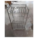 Modern 3-Tier Grey Slatted Metal Shelving Unit