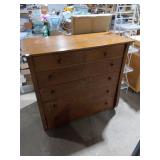 Tiger Oak Highboy Dresser - 6 Drawer
