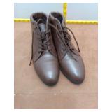 Danexx Women's Brown Leather Lace-Up Ankle Boots S
