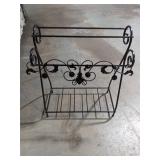 Ornate Black Wrought Iron Blanket or Quilt Rack