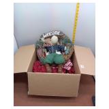 Rustic Christmas Decor Lot: Moose Welcome Wreath,