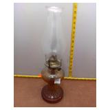 Amber Hobnail Glass Oil Kerosene Lamp
