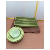 Retro Avocado Green Kitchenware Lot - Mixing Bowls