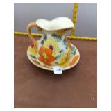 Enesco Japan Hand-Painted Floral Pitcher & Saucer