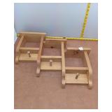 Rustic Staggered Wooden Wall Shelf with 3 Peg Hook