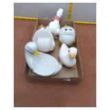 Charming 5-Piece Ceramic White Goose & Duck