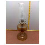 Amber Glass Pedestal Oil Lamp