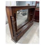 Bobbin-Turned Wood Mirror with Drawers