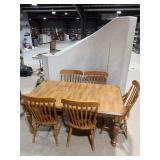 Farmhouse Dining Table with 5 Spindle Back Chairs