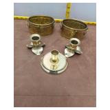 Brass Home Decor Lot - Planters & Candlesticks