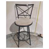 Modern Black Metal Swivel Barstool with X-Back