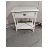 White Wooden Nightstand Single Drawer & Shelf