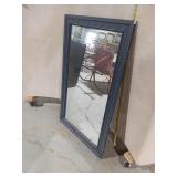 Large Carved Wood Frame Wall Mirror - Dark Blue