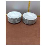 Set of 16 Lubiana Poland White Textured Rim Plates